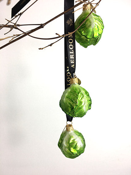 Brussel Sprout - glass baubles Christmas decorations