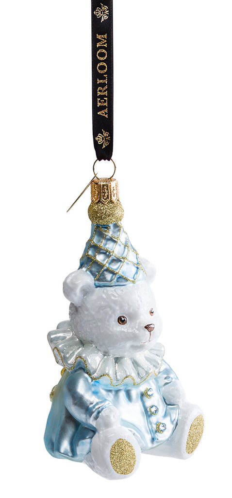 Teddy Bear - Baby Blue - glass baubles Christmas decorations