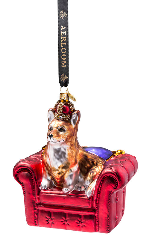 Royal Corgi - multi coloured - glass baubles Christmas decorations