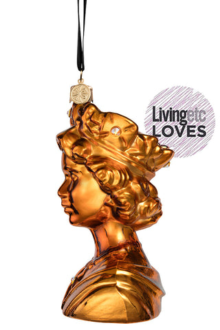 The Queen - Gold - glass baubles Christmas decorations