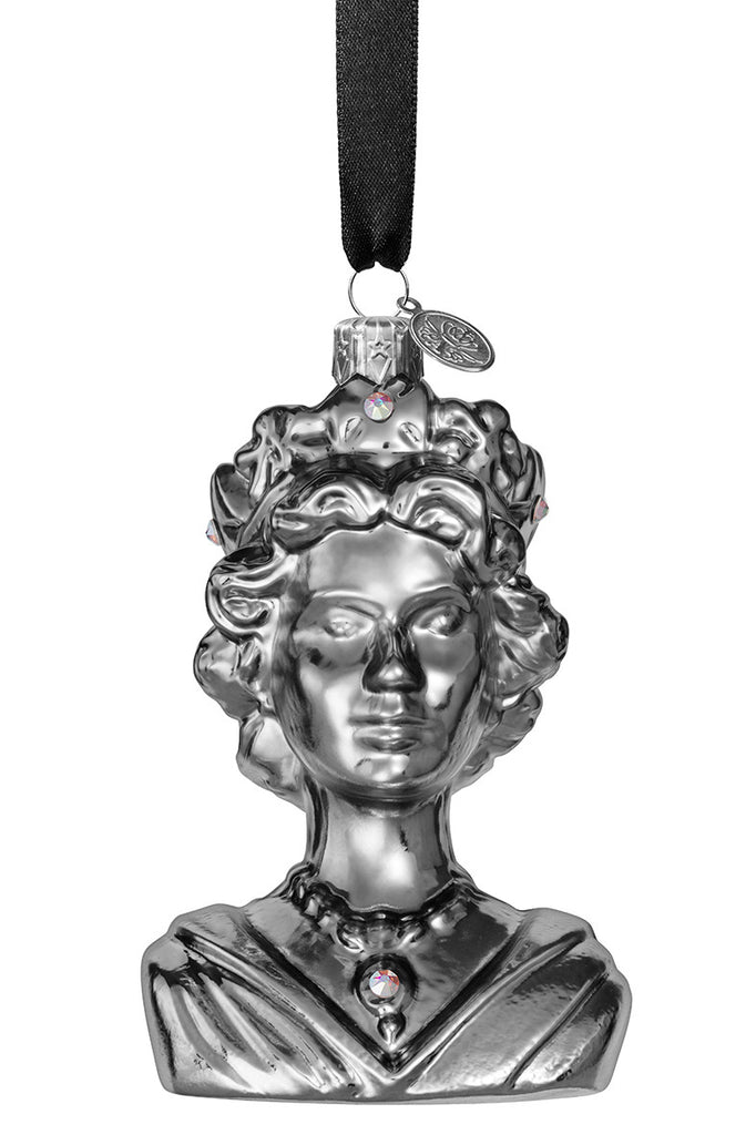 The Queen - Dark Chrome - glass baubles Christmas decorations