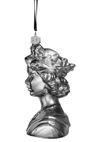 The Queen - Dark Chrome - glass baubles Christmas decorations