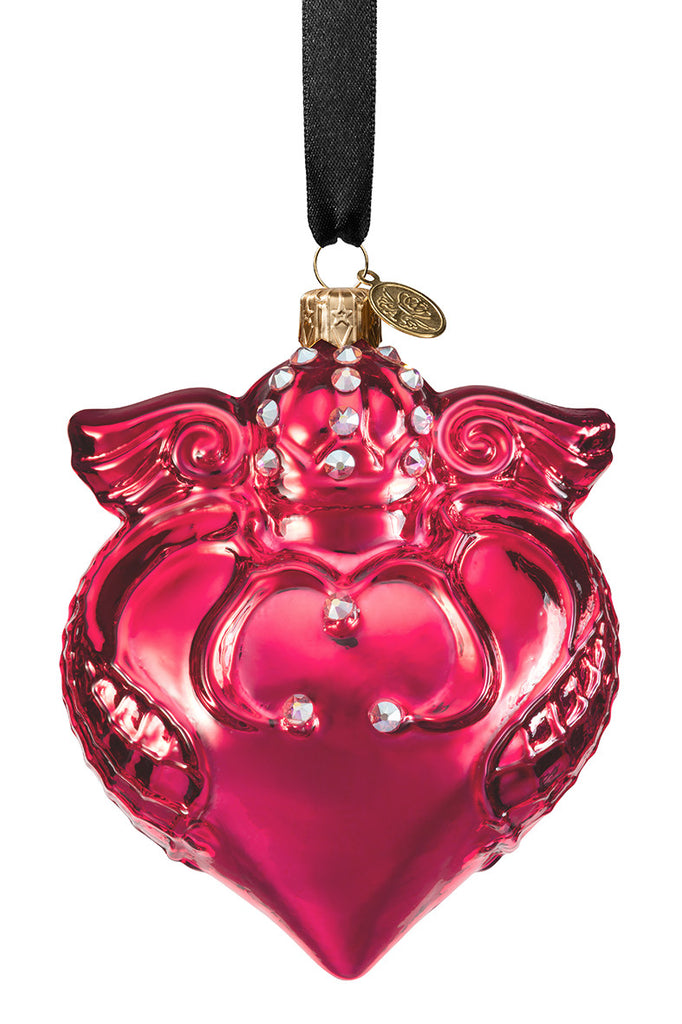 Imperial Heart - Fuchsia - glass baubles Christmas decorations