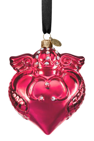 Imperial Heart - Fuchsia - glass baubles Christmas decorations