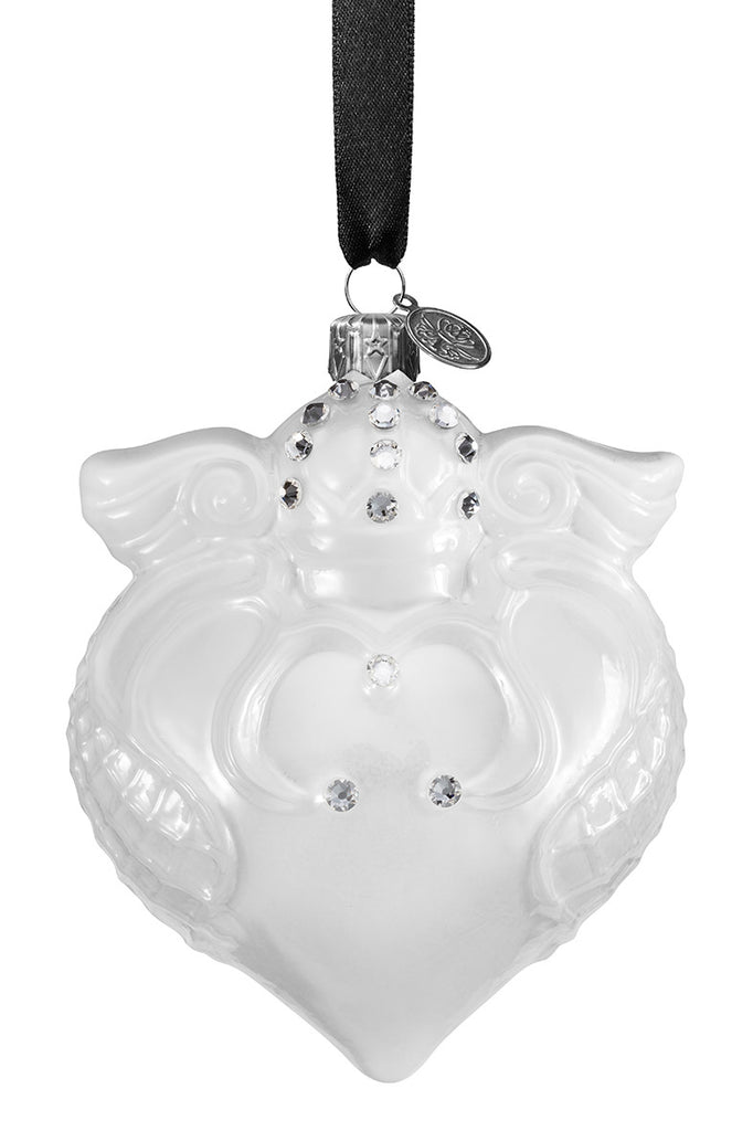 Imperial Heart - White - glass baubles Christmas decorations