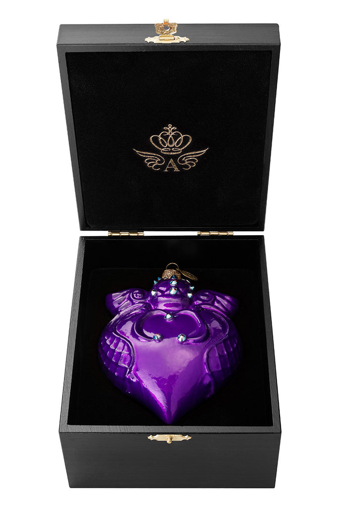 Imperial Heart - Purple - glass baubles Christmas decorations