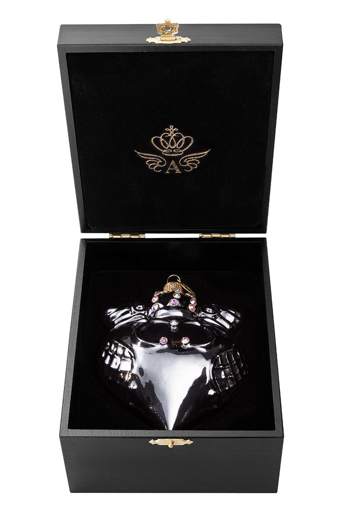 Imperial Heart - Dark Chrome - glass baubles Christmas decorations