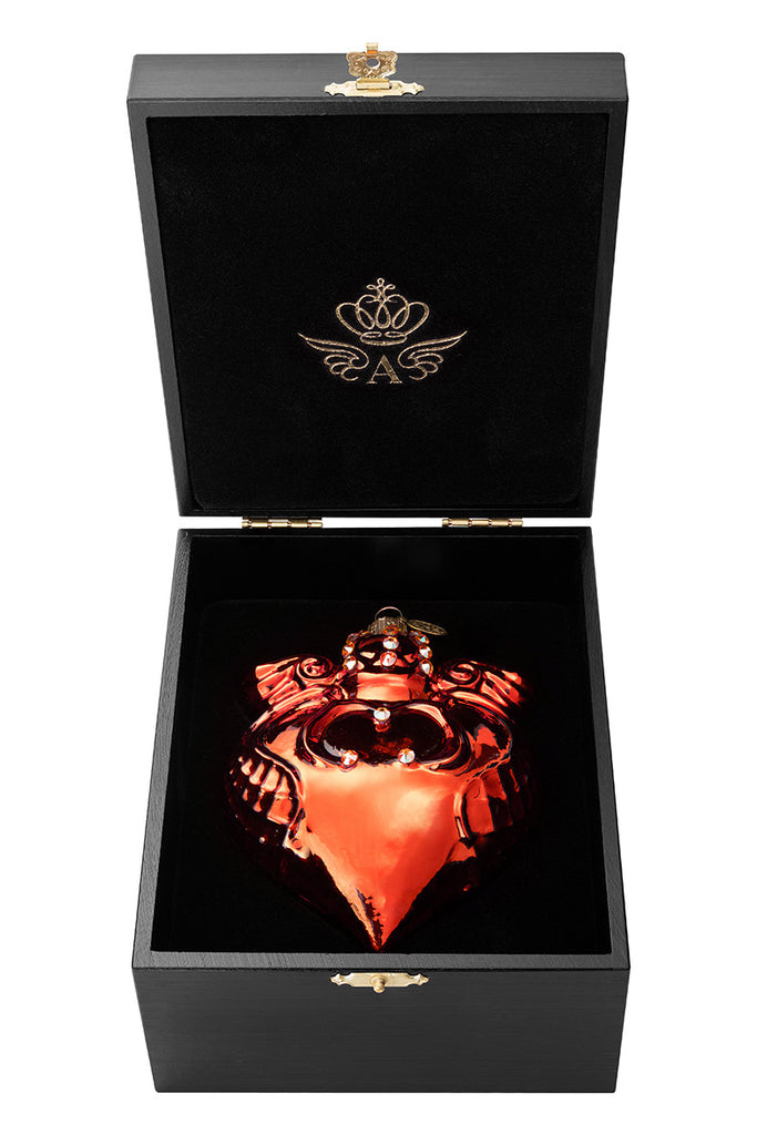 Imperial Heart - Burnt Orange - glass baubles Christmas decorations
