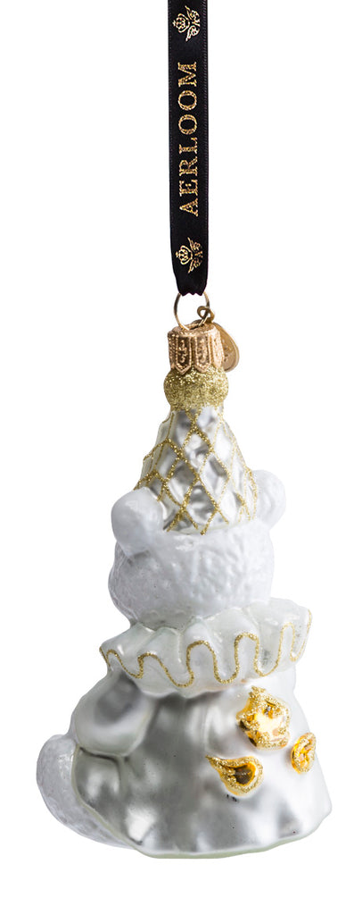 Teddy Bear - White - glass baubles Christmas decorations