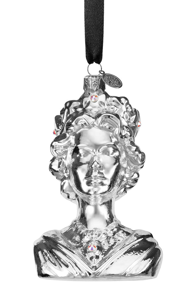 The Queen - Silver - glass baubles Christmas decorations