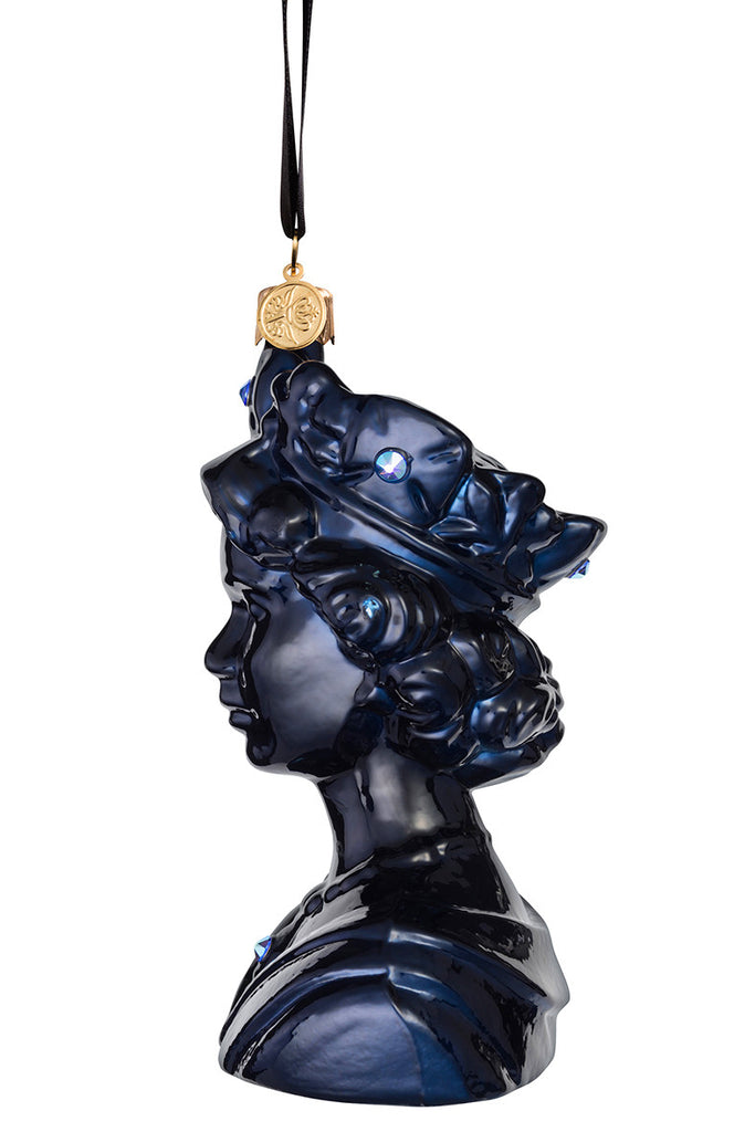 The Queen - Royal Blue - glass baubles Christmas decorations