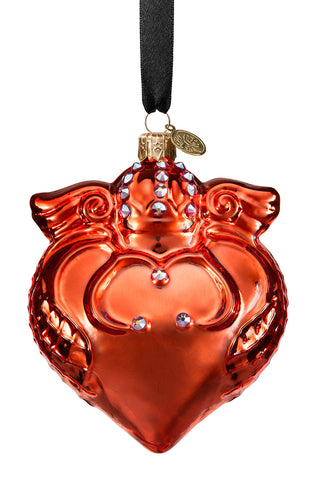 Imperial Heart - Burnt Orange - glass baubles Christmas decorations