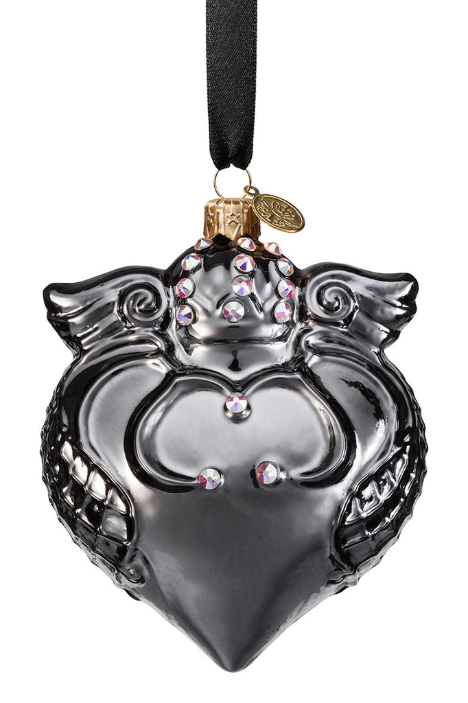 Imperial Heart - Dark Chrome - glass baubles Christmas decorations