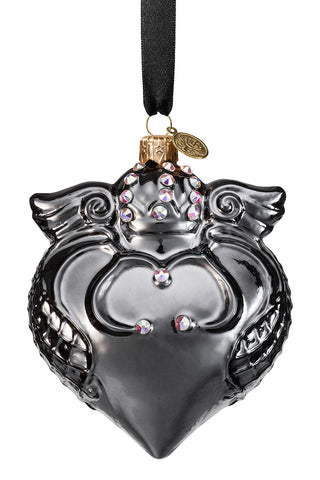 Imperial Heart - Dark Chrome - glass baubles Christmas decorations