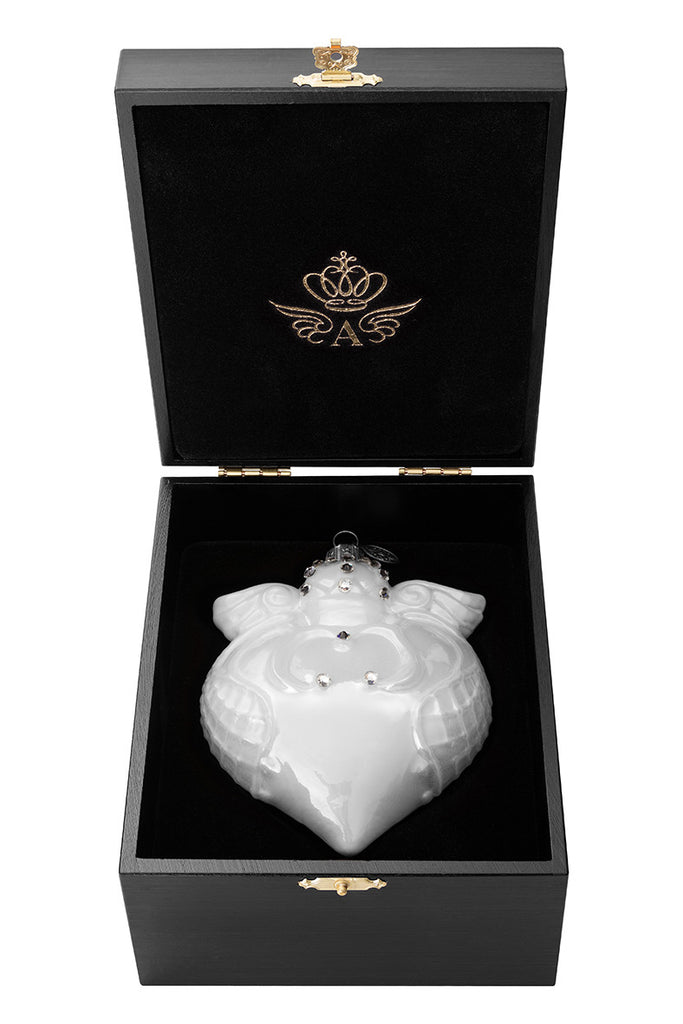Imperial Heart - White - glass baubles Christmas decorations