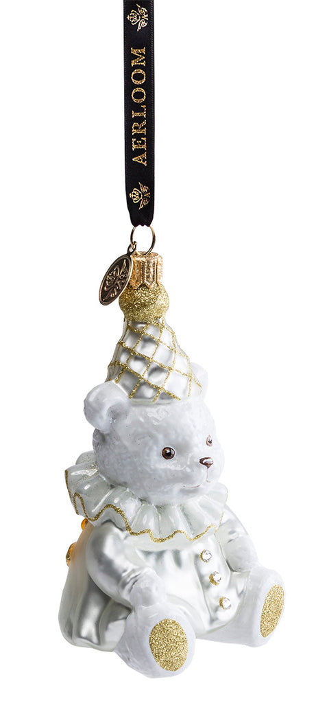 Teddy Bear - White - glass baubles Christmas decorations